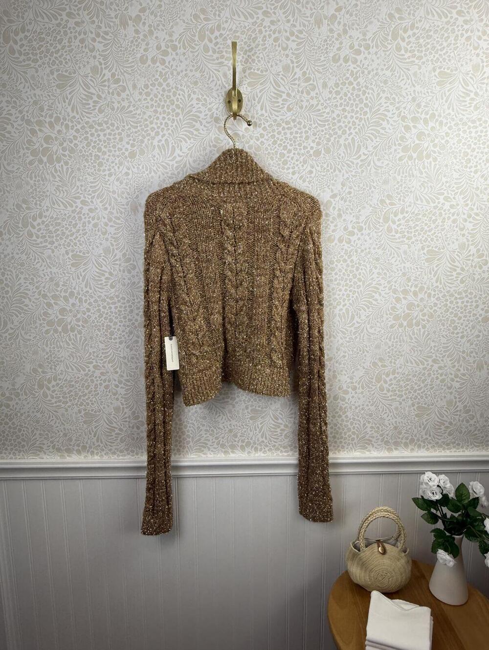 Pilcro Brown Shine Cable-Knit Turtleneck Sweater - Size - Small - NWT - Picture 8 of 9